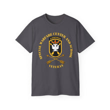 Load image into Gallery viewer, Unisex Ultra Cotton Tee - JFK Special Warfare Center - School SSI w Branch - Veteran wo Backgrnd
