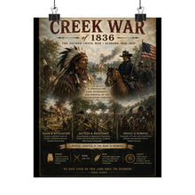 Load image into Gallery viewer, Creek War (1836) Tribute Matte Poster - "A Struggle for Land, Sovereignty and Survival on the Southeastern Frontier"
