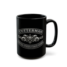 Load image into Gallery viewer, Black Mug  (15oz) - USCG - Cutterman - Enlisted w txt - 3D - Enhanced
