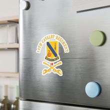 Load image into Gallery viewer, Kiss-Cut Vinyl Decals - Army - 14th Cavalry Regiment w Cav Br - Red Txt X 300
