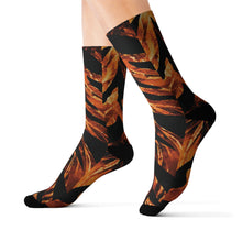 Load image into Gallery viewer, Sublimation Socks - Fiery orange tiger-stripe

