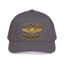Load image into Gallery viewer, Mid Profile Baseball Cap - USCG - Aviation Rescue Swimmer w txt - 3D - Enhanced
