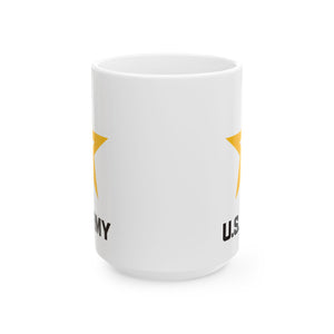 White Ceramic Mug, (11oz, 15oz) - Army Star W Us Army