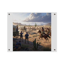 Load image into Gallery viewer, Acrylic Wall Art Panel - Apache Indians attacking a US Army defending a wagon train
