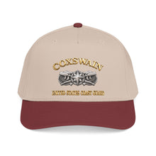 Load image into Gallery viewer, Mid Profile Baseball Cap - USCG - Coxswain w txt - Gold - 3D - Enhanced

