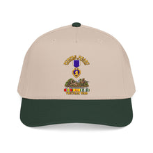 Load image into Gallery viewer, Mid Profile Baseball Cap - Vietnam War Purple Heart Medal w VN SVC - with Vietnam Scene - 3D - Transparent
