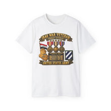 Load image into Gallery viewer, Unisex Ultra Cotton Tee - Army - Iraq War Veteran - Ribbon Bar - Map - SSI - 3rd Infantry Division - 3D - Enhanced
