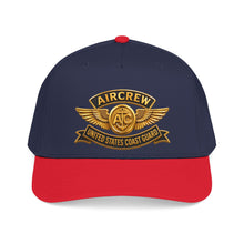 Load image into Gallery viewer, Mid Profile Baseball Cap - USCG - Aircrew Badge w txt - 3D - Enhanced
