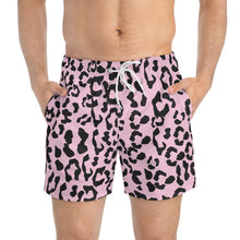 Load image into Gallery viewer, Swim Trunks - Leopard Camouflage - Baby Pink - Black
