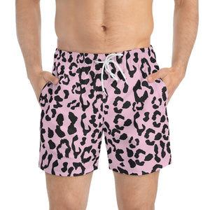 Swim Trunks - Leopard Camouflage - Baby Pink - Black