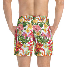 Load image into Gallery viewer, Swim Trunks (AOP) - White - Tropical Flowers X 300
