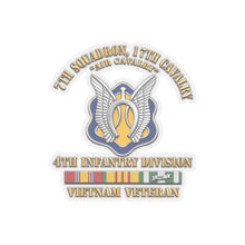 Load image into Gallery viewer, Kiss-Cut Stickers - Army - 7th Squadron - 17th Cavalry - 4th ID - Vietnam Vet w SVC Ribbon - 3D X 300
