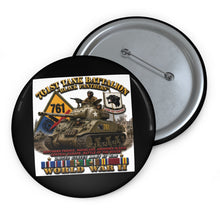 Load image into Gallery viewer, Custom Pin Buttons - Army - 761st Tank Battalion - Black Panthers - w Tank w - KITT SSI WWII  EU SVC - 3D - Enhanced
