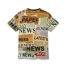 Load image into Gallery viewer, Unisex Cut &amp; Sew Tee (AOP) - Todays News - Press - Randomly scattered scraps of old newspapers
