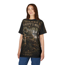 Load image into Gallery viewer, Texans at the Battle of Pickett's Mill Tribute Tee - Civil War, 27 May 1864  (6th, 7th 10th, Texas Infantry, 15th, 17th Texas Cavalry (Dismounted)
