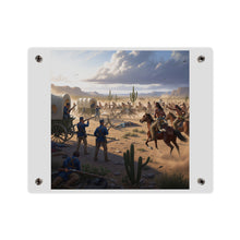 Load image into Gallery viewer, Acrylic Wall Art Panel - Apache Indians attacking a US Army defending a wagon train
