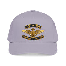 Load image into Gallery viewer, Mid Profile Baseball Cap - USCG - Aviator Badge w txt - 3D - Enhanced
