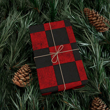 Load image into Gallery viewer, Gift Wrap Paper — Grungy red and black checkerboard pattern
