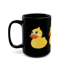 Load image into Gallery viewer, Black Mug 15oz - Yellow Rubber Duck - Oblique Left Front X 300
