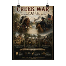 Load image into Gallery viewer, Creek War (1836) Tribute Matte Poster - "A Struggle for Land, Sovereignty and Survival on the Southeastern Frontier"
