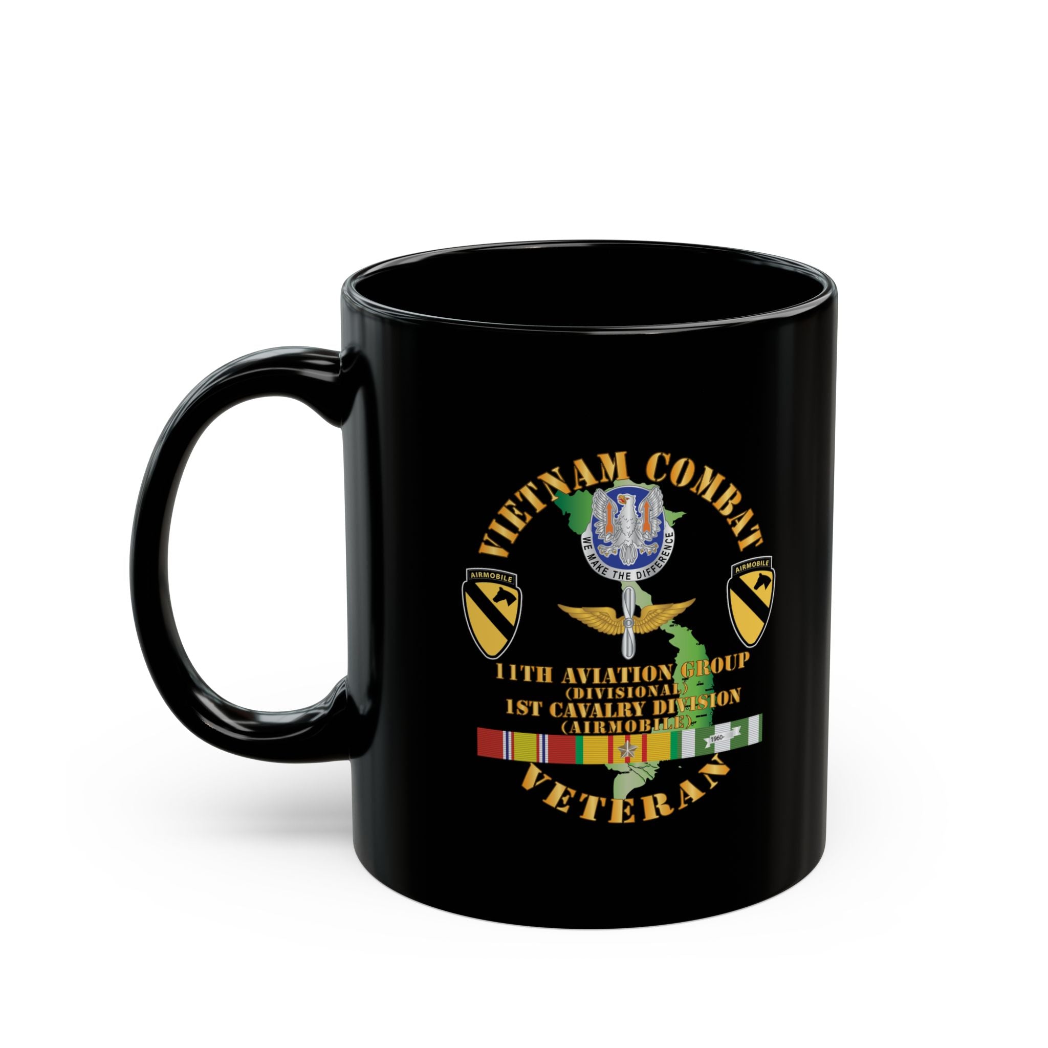 Vietnam Cavalry Veteran Black Ceramic Mug | 1st Cav Div