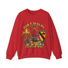 Load image into Gallery viewer, Crewneck Sweatshirt - Army - 8th Cavalry (Air Cav) - 1st Cav Division w VN SVC - 3D - Enhanced
