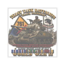Load image into Gallery viewer, Kiss-Cut Stickers - Army - 761st Tank Battalion - Black Panthers - w Tank w - KITT SSI WWII  EU SVC - 3D - Enhanced
