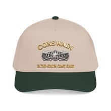 Load image into Gallery viewer, Mid Profile Baseball Cap - USCG - Coxswain w txt - Gold - 3D - Enhanced
