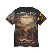 Load image into Gallery viewer, All-Over Print Tee - 54th Massachusetts - Fort Wagner - Paid for in Blood - SGT Turner
