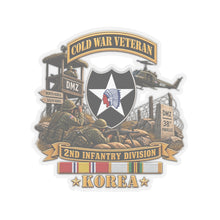 Load image into Gallery viewer, Kiss-Cut Stickers - Army - 2nd Infantry Division w Br - Ribbon COLD WAR Vet Tab - Korea - 3D - Enhanced
