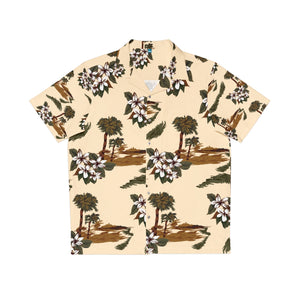 Men's Hawaiian Shirt (AOP) - Tan - Flowers and Palms