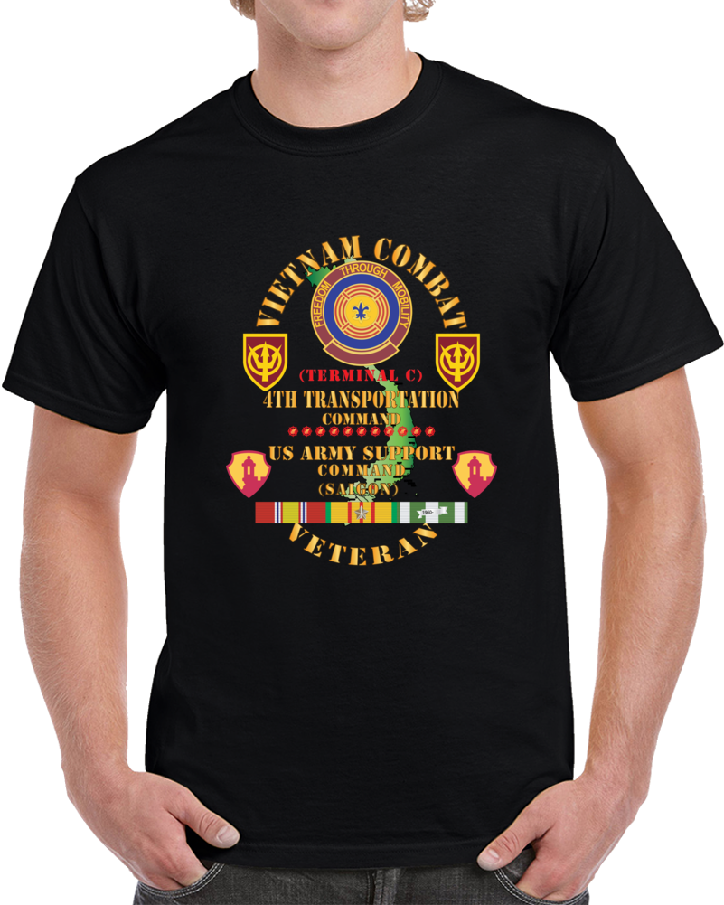 Army - Vietnam Combat Veteran W 4th Transportation Command, Us Army Support Cmd Saigon W Vn Svc X 300 Classic T Shirt, Crewneck Sweatshirt, Hoodie, Long Sleeve