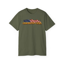Load image into Gallery viewer, Unisex Ultra Cotton Tee - God Bless the USA w Waving Flag - 3D - enhanced
