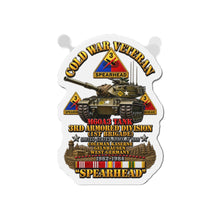 Load image into Gallery viewer, Die-Cut Magnet - Army - Cold War Vet -  3rd Armored Division  - Gelnhausen, Germany - M60A3 Tank  - Spearhead w Fire - 3D - Enhanced
