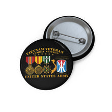 Load image into Gallery viewer, Custom Pin Buttons - Army - Vietnam Vet - w Medals - VN - 11th Infantry Brigade (Light) - 3D Enhanced X 300
