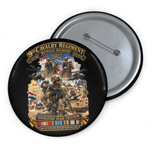 Load image into Gallery viewer, Custom Pin Buttons - Army - Todays Buffalo Soldiers in Iraq - OIF - Cavalrymen at War  w IRAQ SVC - 3D - Enhanced
