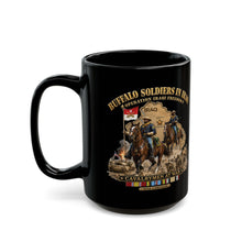 Load image into Gallery viewer, Black Mug  (15oz) - Army - Buffalo Soldiers in Iraq - OIF - Cavalrymen at War  w IRAQ SVC - 3D - Enhanced
