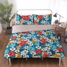 Load image into Gallery viewer, 3 Pcs Beddings - Bright Blue Beach Tropical Flowers
