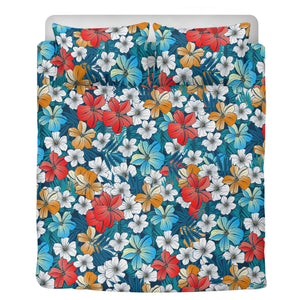 3 Pcs Beddings - Bright Blue Beach Tropical Flowers