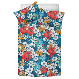 3 Pcs Beddings - Bright Blue Beach Tropical Flowers