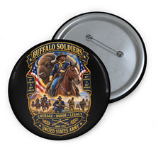 Load image into Gallery viewer, Custom Pin Buttons - Overall Buffalo Soldiers Tribute - 3D - Enhanced

