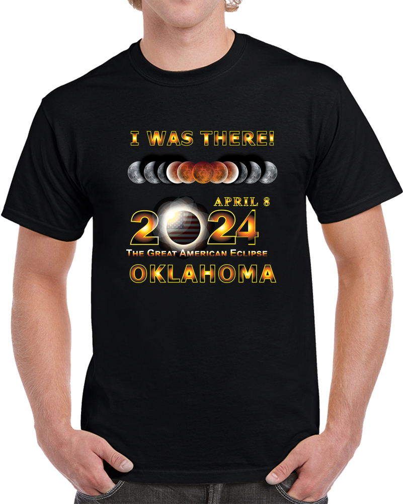 Total Eclipse - 2024 - I Was There W Yellow Outline - Oklahoma T Shirt