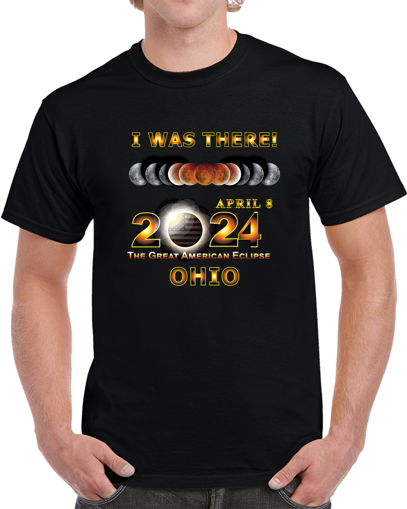 Total Eclipse - 2024 - I Was There W Yellow Outline - Ohio T Shirt