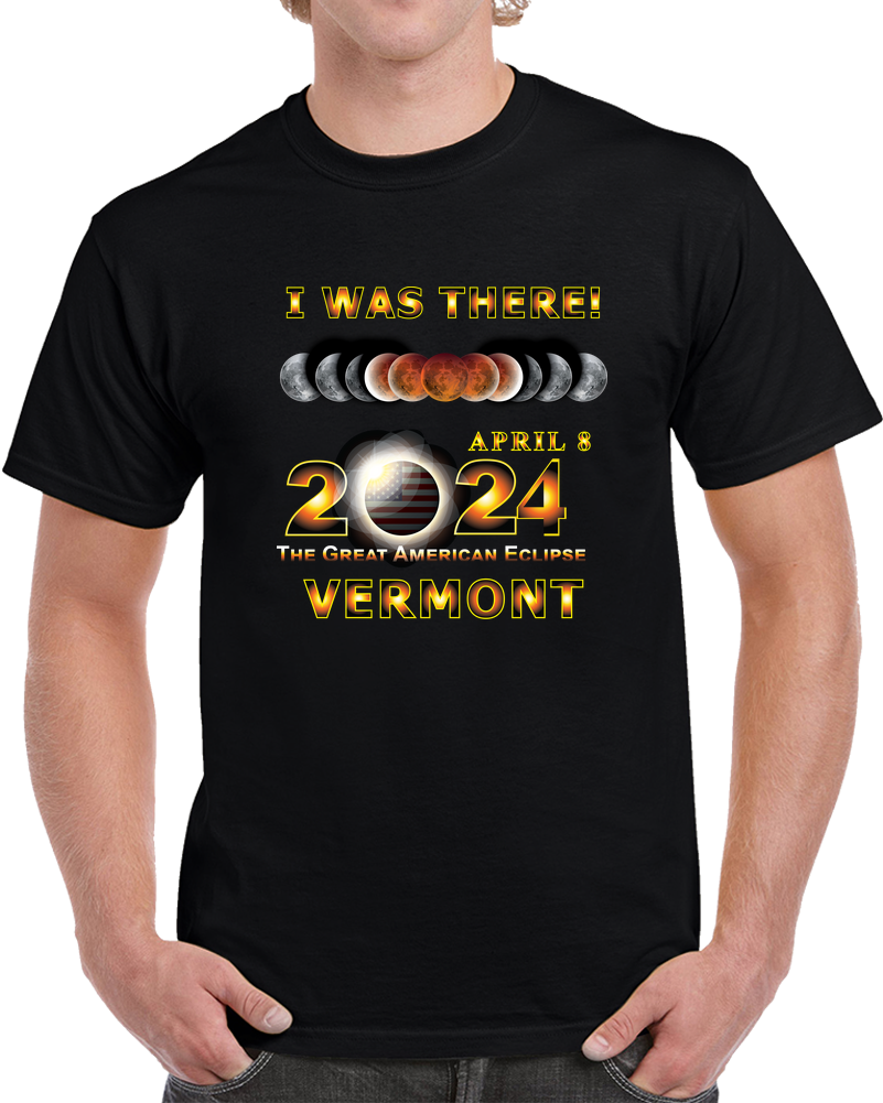 Total Eclipse - 2024 - I Was There W Yellow Outline - Vermont Classic T Shirt, Crewneck Sweatshirt, Hoodie, Long Sleeve