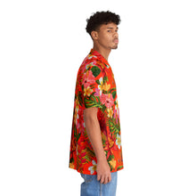 Load image into Gallery viewer, Men&#39;s Hawaiian Shirt (AOP) - Orange - Tropical Flowers X 300
