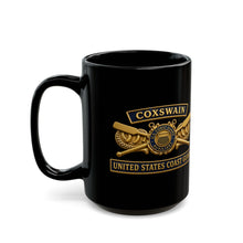 Load image into Gallery viewer, Black Mug  (15oz) - USCG - Coxswain - Auxiliary w txt - 3D - Enhanced

