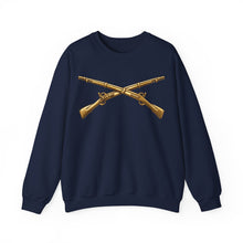 Load image into Gallery viewer, Crewneck Sweatshirt - Army - Infantry Branch Insignia - no text - Gold - 3D - Enhanced
