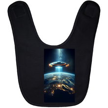 Load image into Gallery viewer, Alien Spaceship Flying Above The Earth Baby Bib
