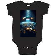 Load image into Gallery viewer, Alien Spaceship Flying Above The Earth Baby One Piece
