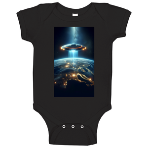 Alien Spaceship Flying Above The Earth Baby One Piece